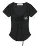 Mucent Sharon Eyelet Lace-Up Rolled Ribbed Slim Fit Short Sleeve T-Shirt (3 Colors)