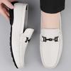 Fashion Genuine Leather Loafers for Men Ultra-light Soft-Soled Moccasins Breathable Slip On Flats Comfy Metal Buckle Male Driving Shoes