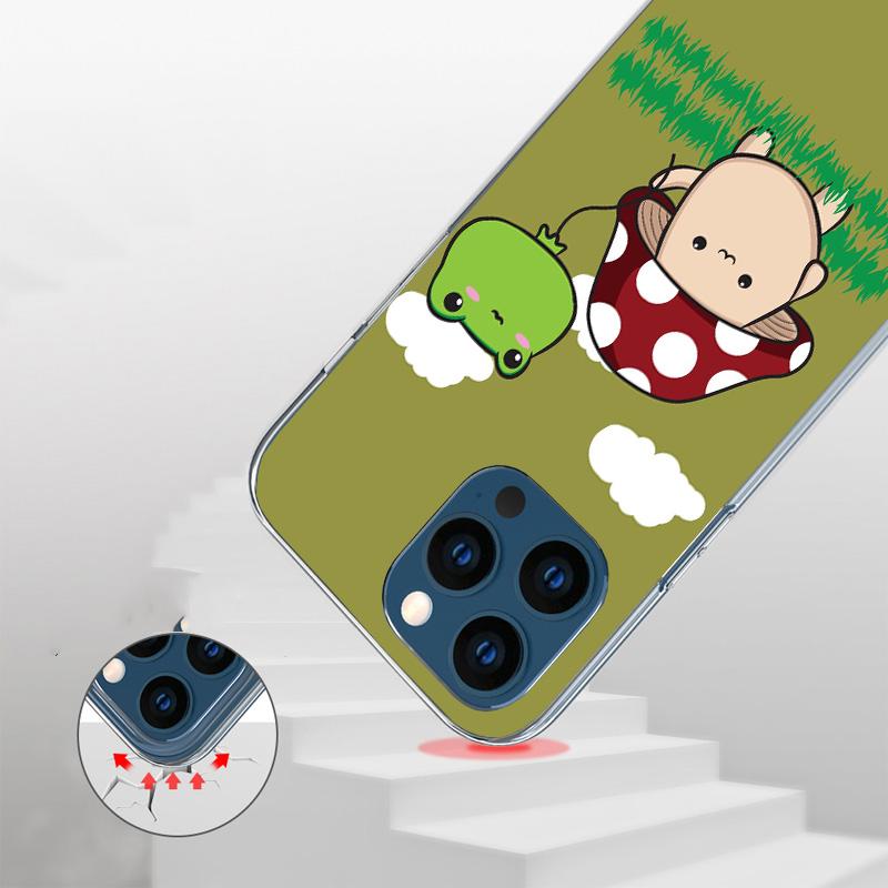 Cottagecore Frog Mushroom Kawaii Phone Case For iPhone 17 Air 16 Pro Max 16E 15 + 14 Plus 11 12 13 Mini 7 8 SE Gift Print Cover
