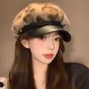 Women S Fashion Versatile Fleece Lined Leopard Print Beret Hat For Autumn Winter