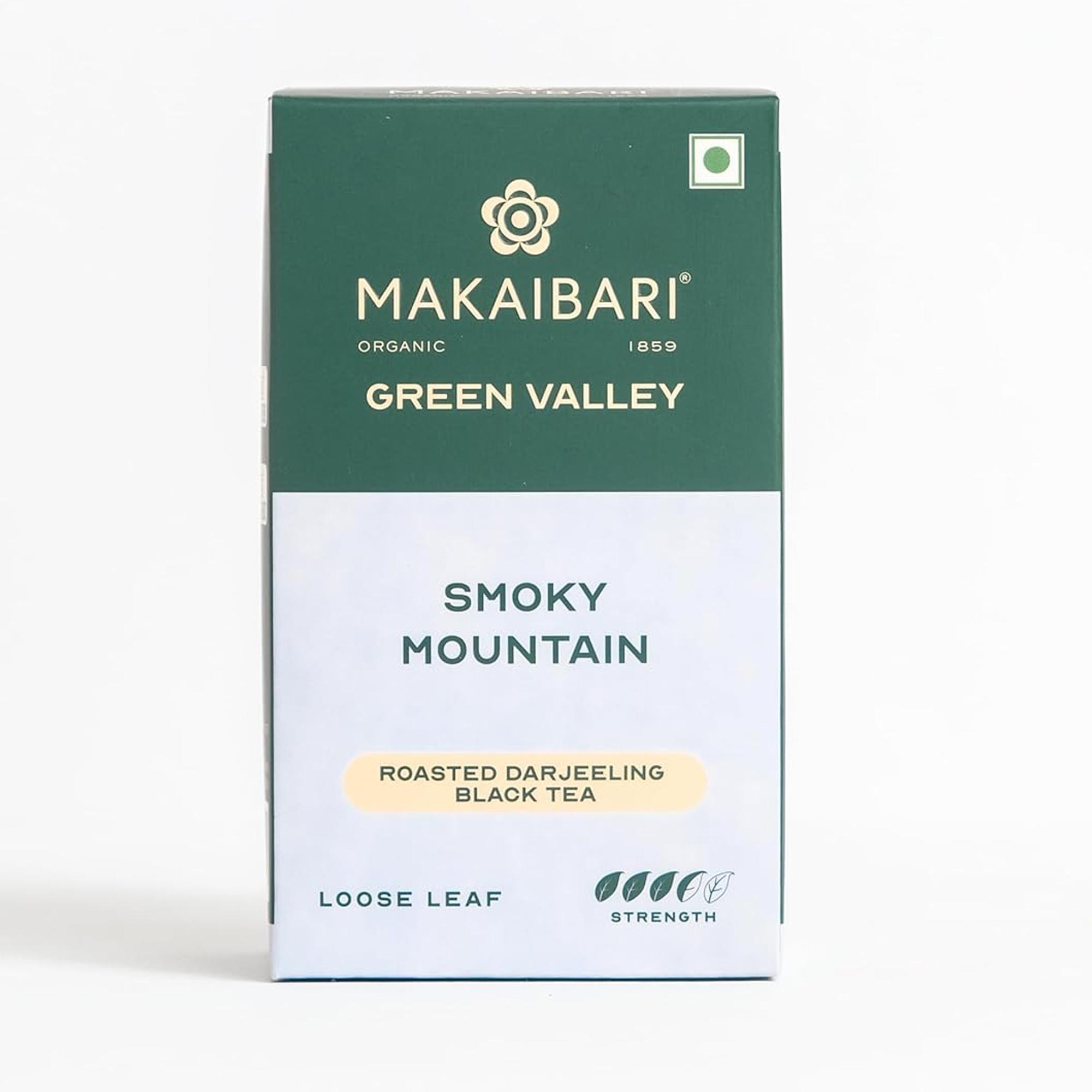 Makaibari Green Valley Smoky Mountain Roasted Darjeeling Loose Leaf Black Tea 100 g 100% Long Leaf Muscatel Aroma Organic Tea