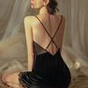 Velvet Lace Camisole Nightdress with Chest Pads for Women - Summer Style