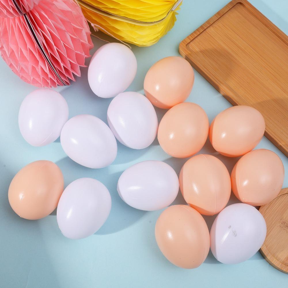 60/10PCS Easter Simulation Eggs DIY Painted Eggs Happy Eatser Plastic Fake Eggs Home Festive Party Decor Supplies Kids Gift Toys