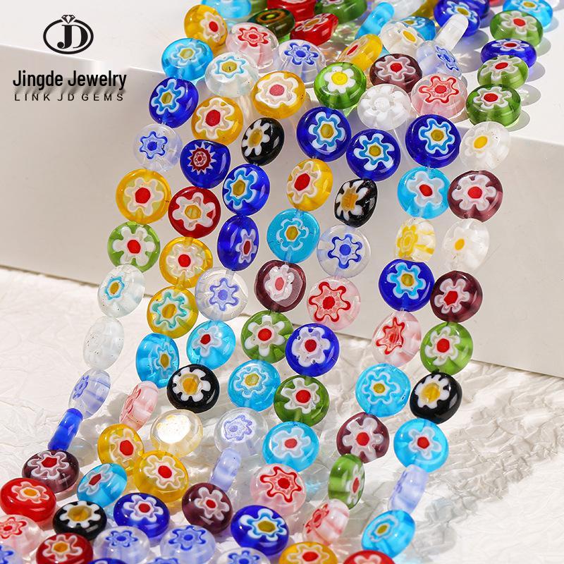 Jingde Thousand Flower Lampwork Floral Glass Beads for DIY Jewelry Accessories