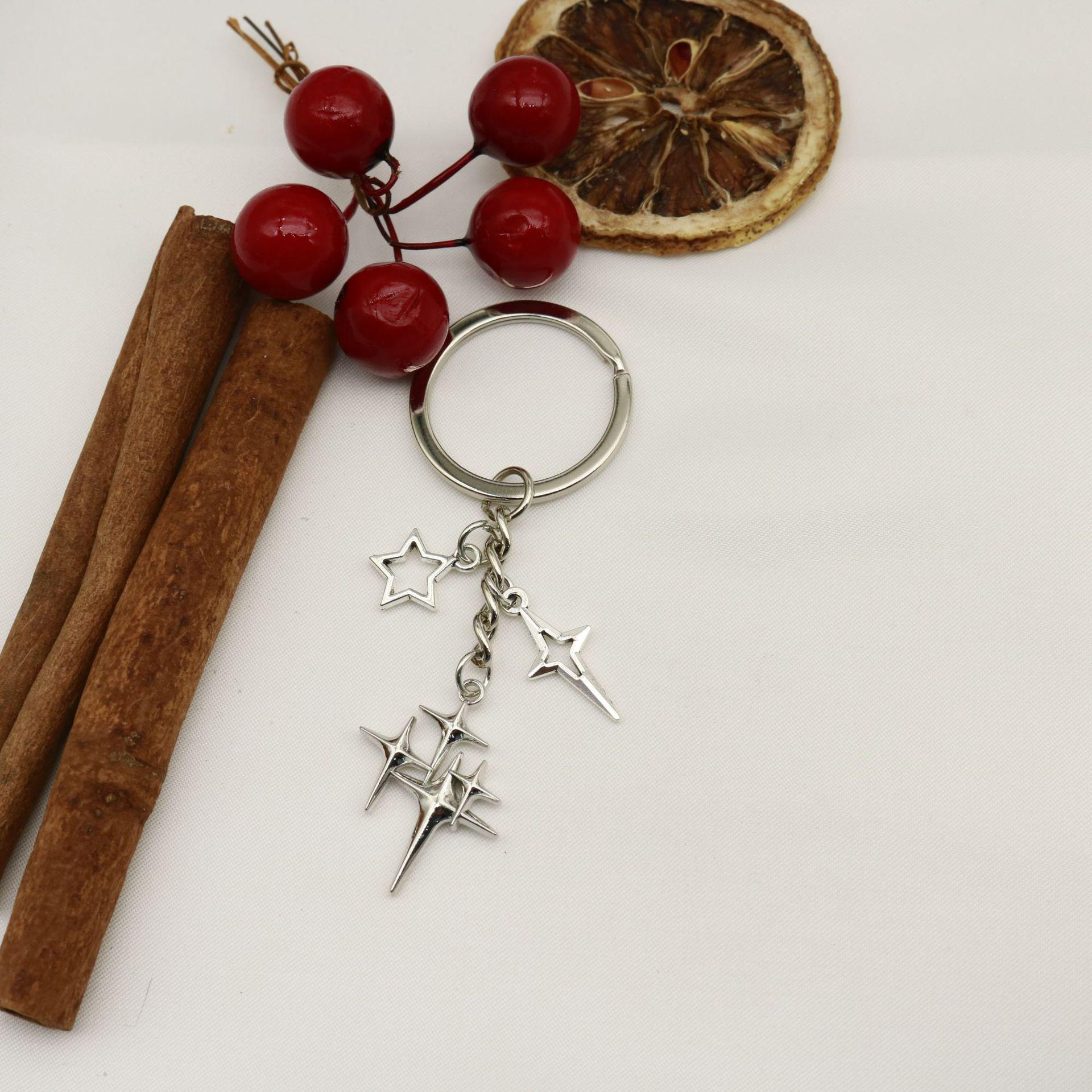Trendy Four-pointed Star & Moon Keychain: Simple Bag Decoration Pendant