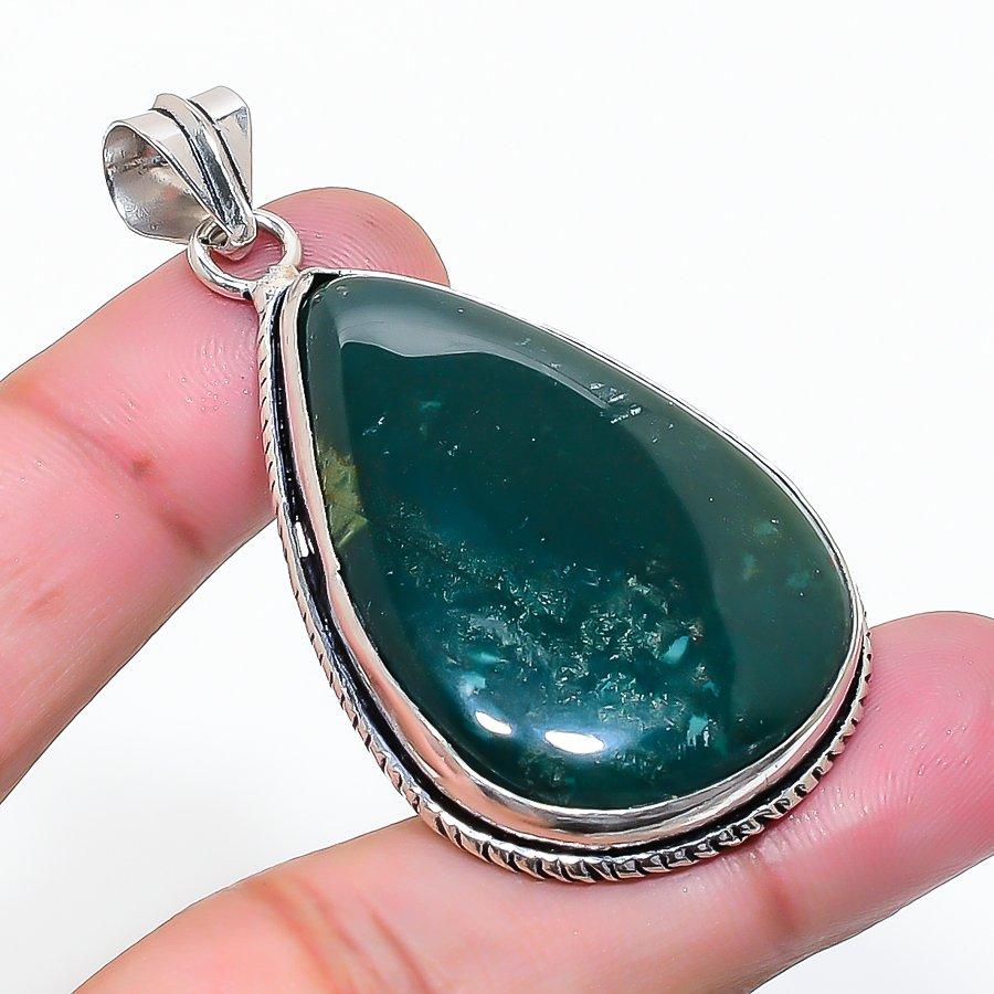 Natural Bloodstone Gemstone Handmade 925 Sterling Silver Pendant 2.17  AP-15346