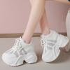 Fashion 7.5CM Women Platform Sneakers Lace-up Autumn Sports Dad Shoes High Top Chunky Casual Shoes Woman Thick Bottom Mesh White Shoes