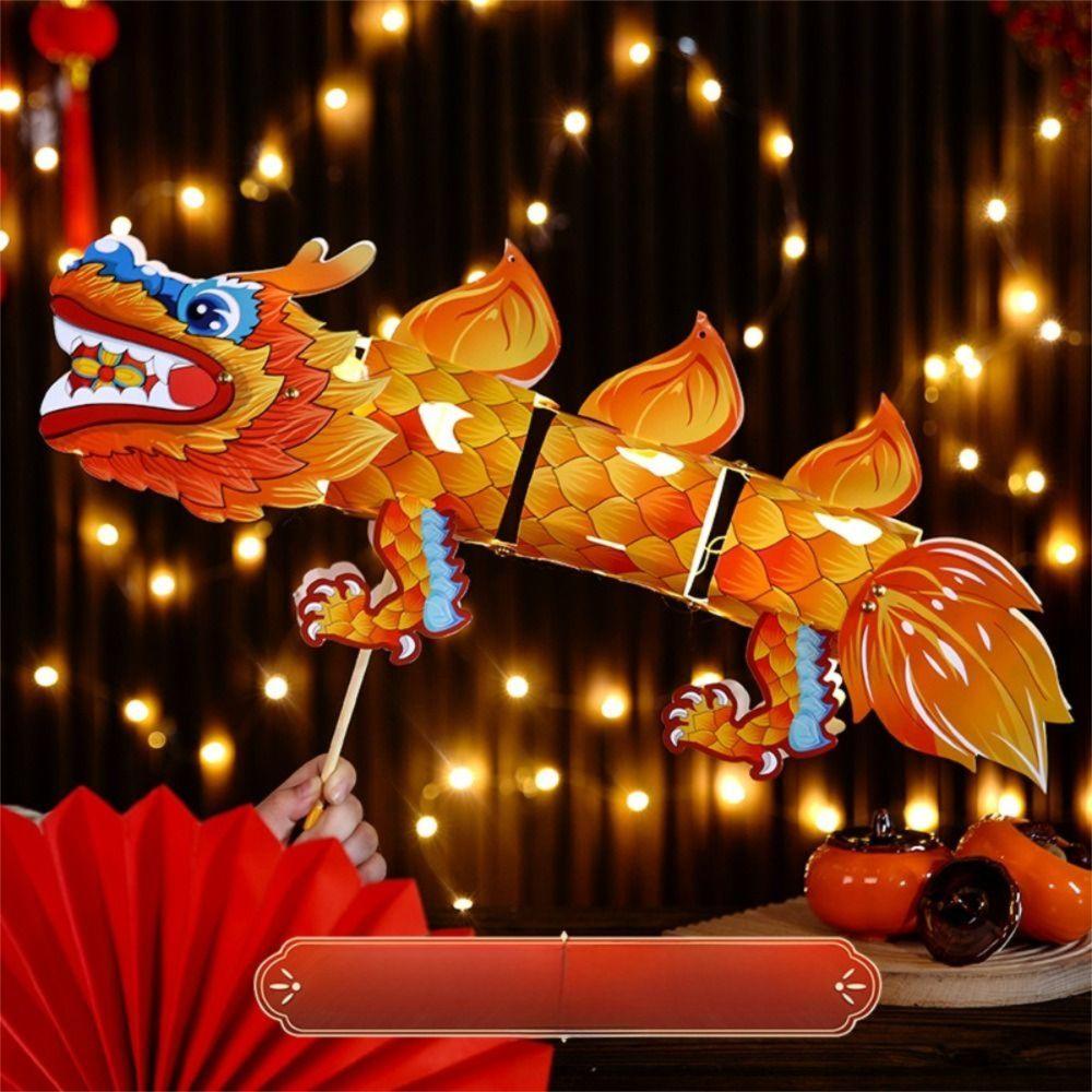 DIY Craft Mid-Autumn Dragon Dance Lantern Cartoon Handheld Dragon Lantern  Children's Toys