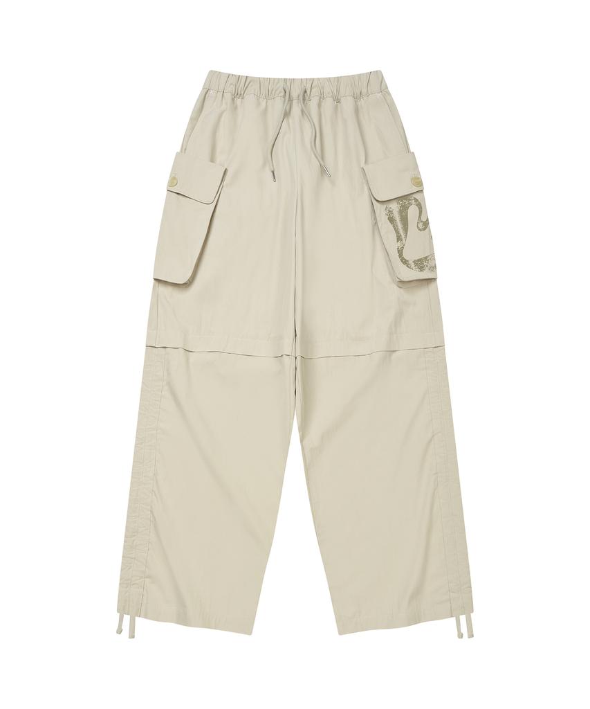 LMR Shirred Point String Cargo Pants Beige