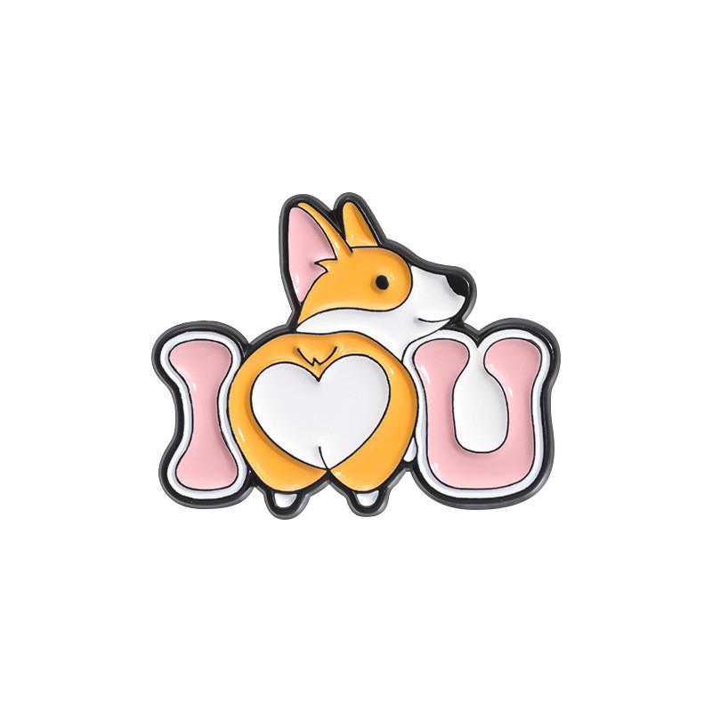 Letter Corgi Delightful Brooch Pin Vibrant Cartoon Design Versatile Accessory Fashion