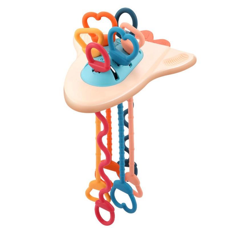 Non-Toxic Development Baby Rattle Teether Toys Montessori Silicone Pull String Games Baby Toys 1 Year Teething Toys For Babies 6 12 Months