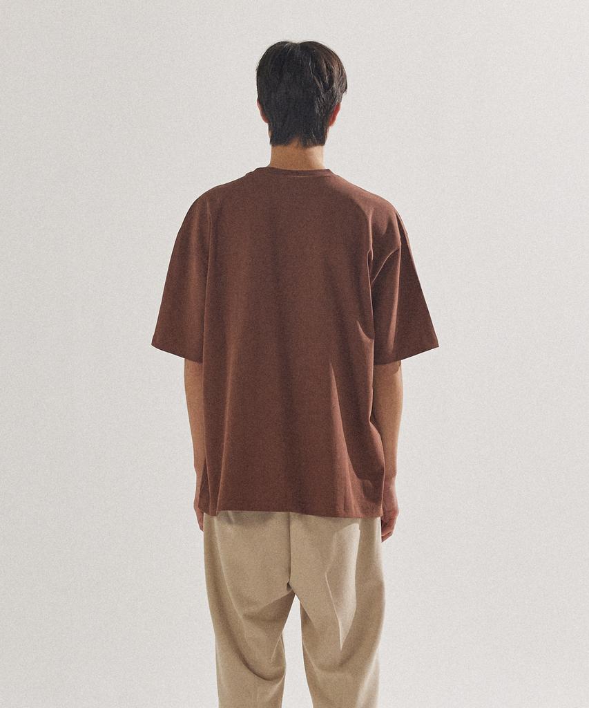 PALAP Unisex Essential Sleeve Point Oversized Short Sleeve T-Shirt_Pl24S5Ts007_Br