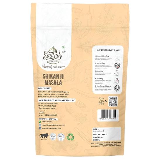 Saatyaki Naturals Shikanji Masala -50gm | Pure and Natural Ingredients| Tangy & Refreshing Summer Drink | Nimbu Pani Powder | No Preservatives