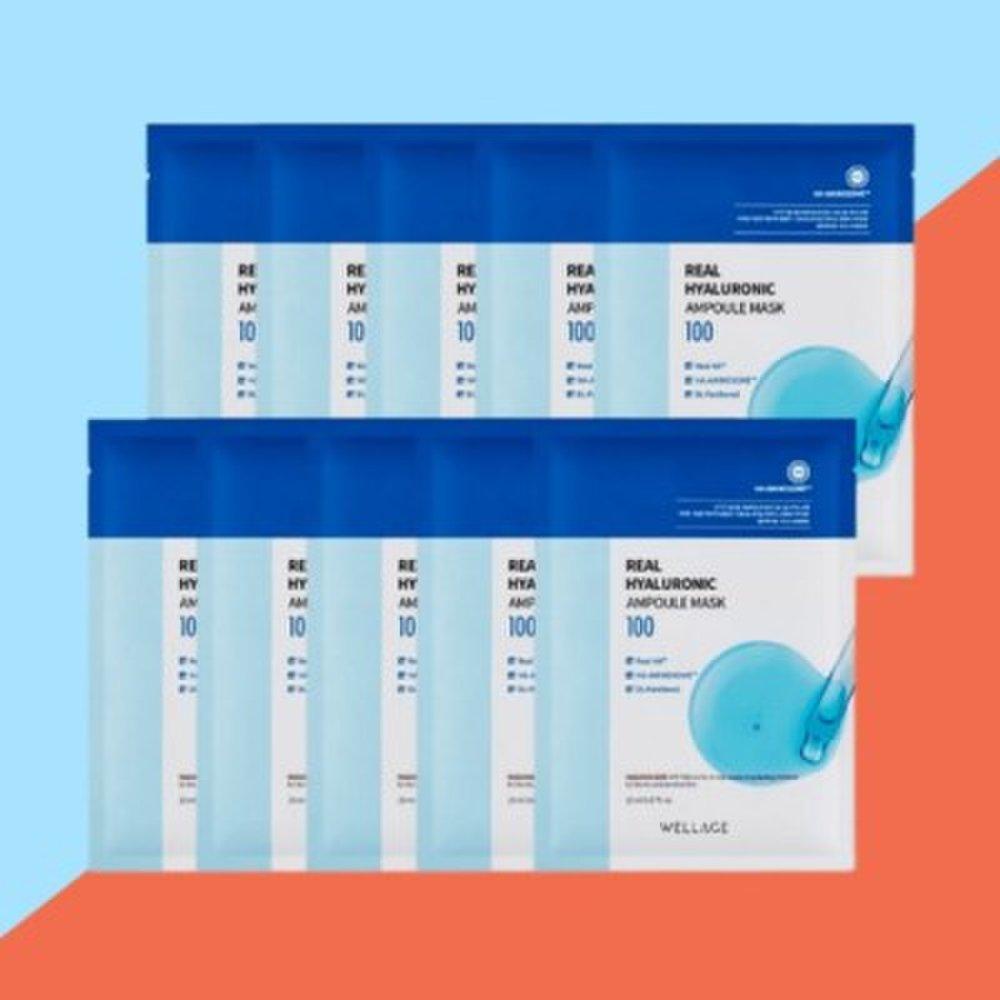 

WELLAGE Mask Pack Real Hyaluronic Ampoule Mask 10 sheets