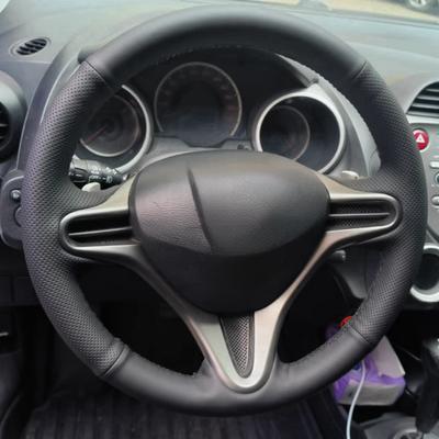 DIY Hand-Stitched Black Microfiber Leather Steering Wheel Cover For Honda Civic 8 2005-2011 Old Civic Type R 2004-2011 (3-Spoke)