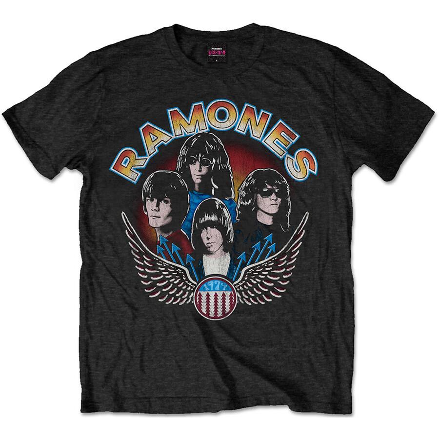The Ramones - Винтажное фото с крыльями - Черная футболка Унисекс M