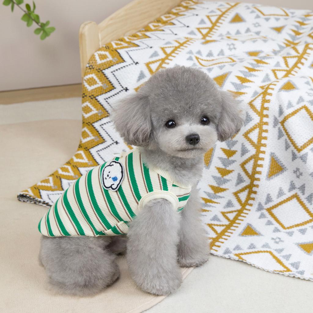 Pet Cat and Puppy Clothes Chihuahua Pomeranian Bichon Teddy Traction Spring and Autumn Rope Colorful Dog Head Logo Vest