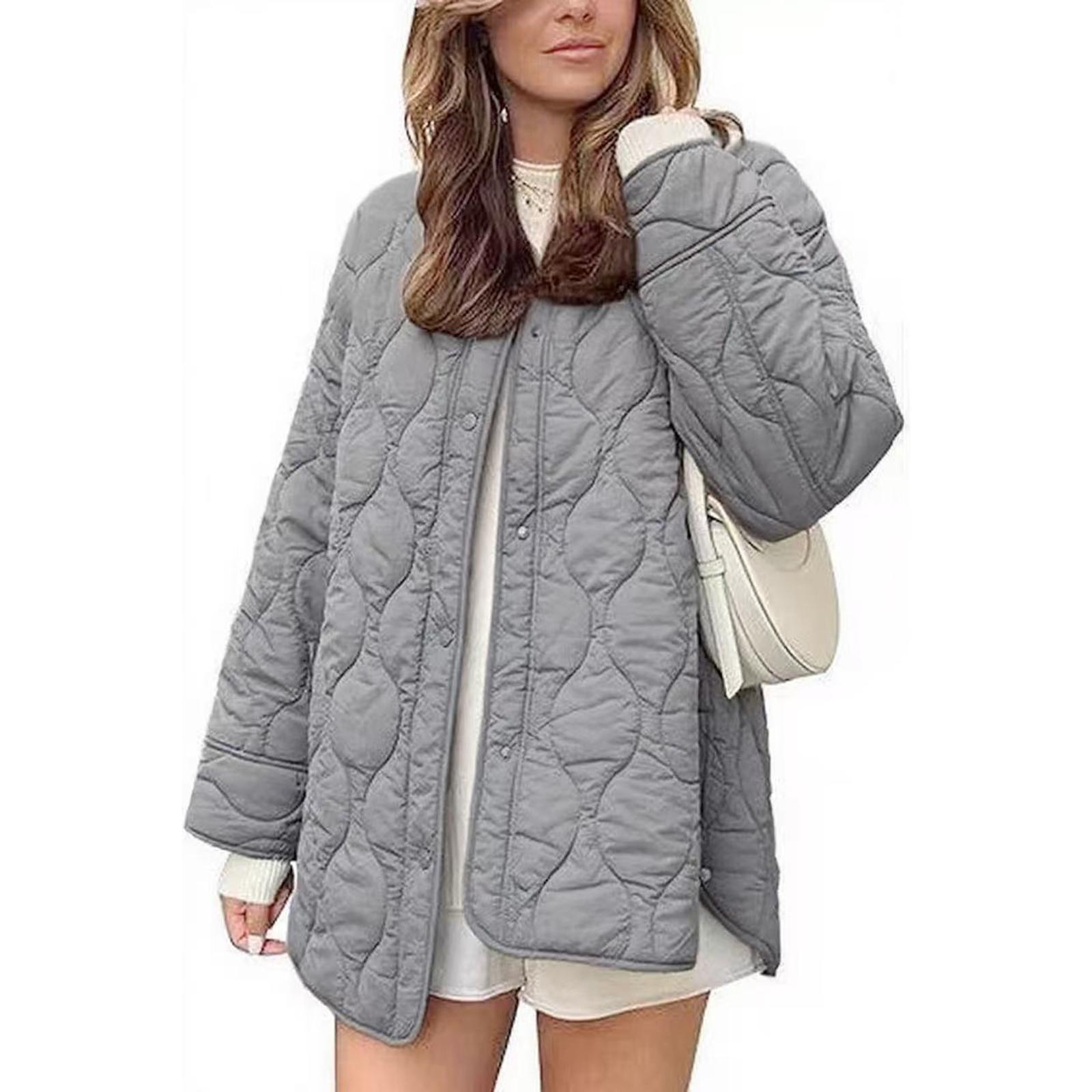 

Женская повседневная куртка с круглым вырезом, карманами, пуговицами, однотонная и с длинными рукавами M