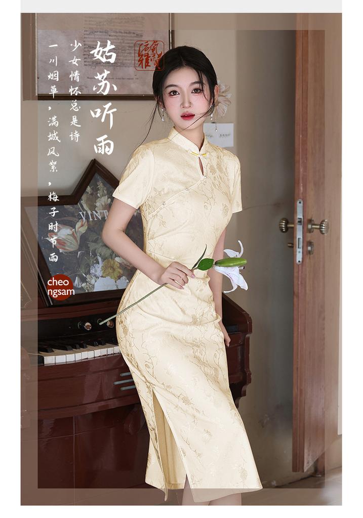 Yellow color cheongsam women's summer 1011 new improved young new Chinese dress can be worn daily
