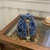 Niche Design Bag Women, New Trendy Fashion Denim Chain Shoulder Messenger Bag Feeling Bucket Bag