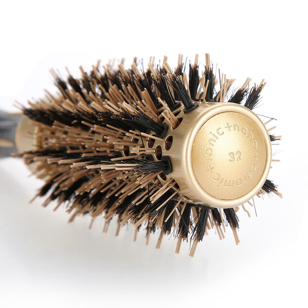 Portable Anion Anti static Round Hair Comb Salon Styling Brush Gold & Black (25mm)