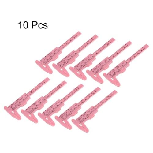 uxcell Mini Plastic Calipers, 80mm Vernier Calipers, Sliding Gauge, Portable Ruler Measuring Tool, Metric/Inch, Pink, 10 Pieces