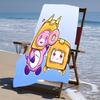 proof beach towel with a Lankybox Foxy and Rocky3 pattern - soft,absorbent,quick-drying,machine washable - perfect for swimming,camping,bathing