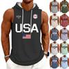 Men's Tank Top Gym Sleeveless Hoodie Shirt Washed Sports Muscle Shirts Fitness Vest With Hood