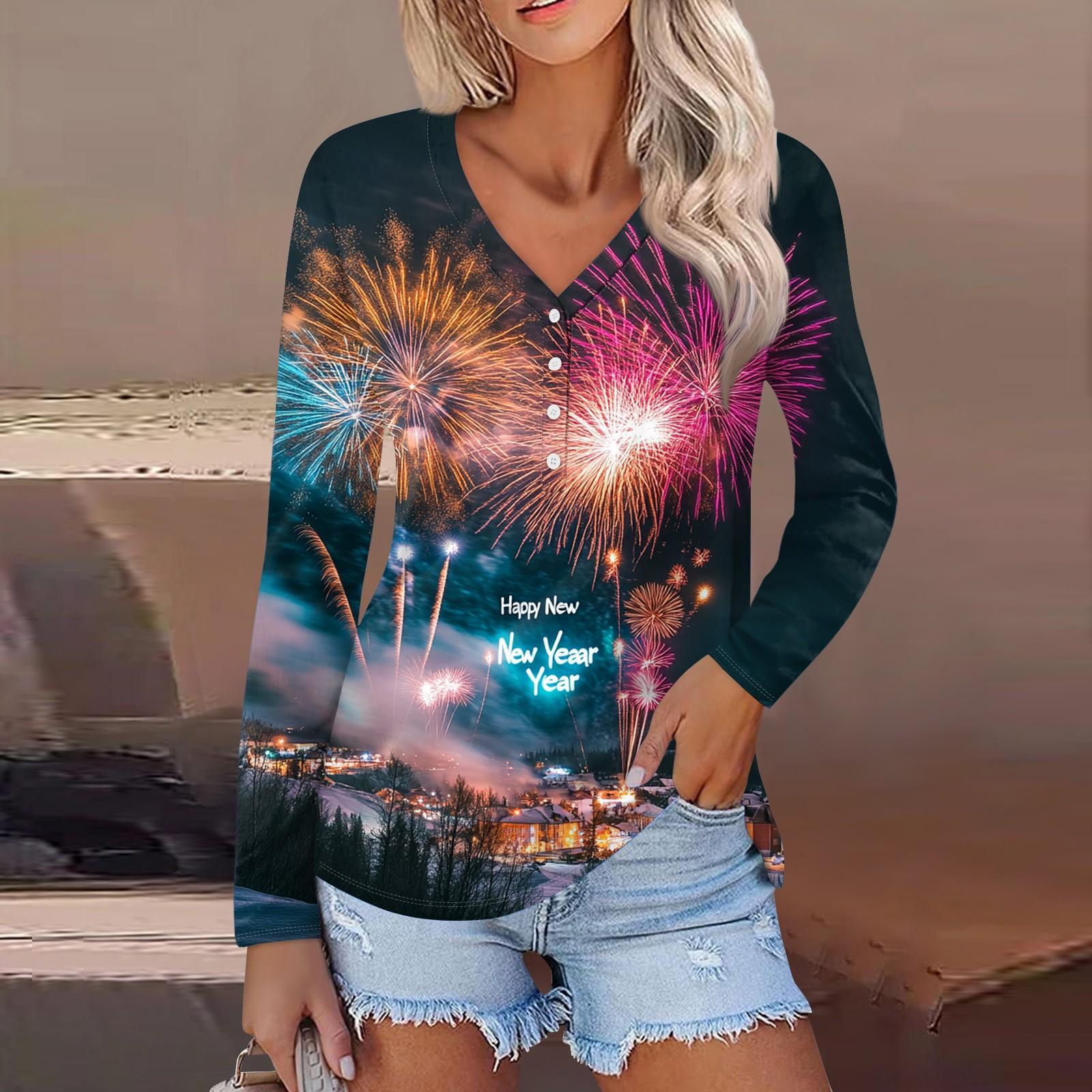 Женская повседневная мода сексуальный комфорт рождественский принт V-образный вырез — фото 5