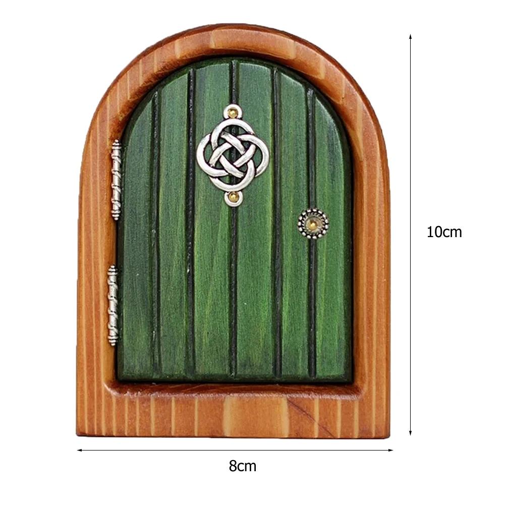 Miniature Fairy Door Figurine Elf Home Ornament For Yard Art Garden Tree Sculpture Statue Wooden Dollhouse Outdoor Garden Decor