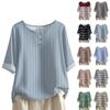 Women's Fashionable And Casual Shirt Half-sleeve Round Neck Print Cotton And Linen Blouse Top
