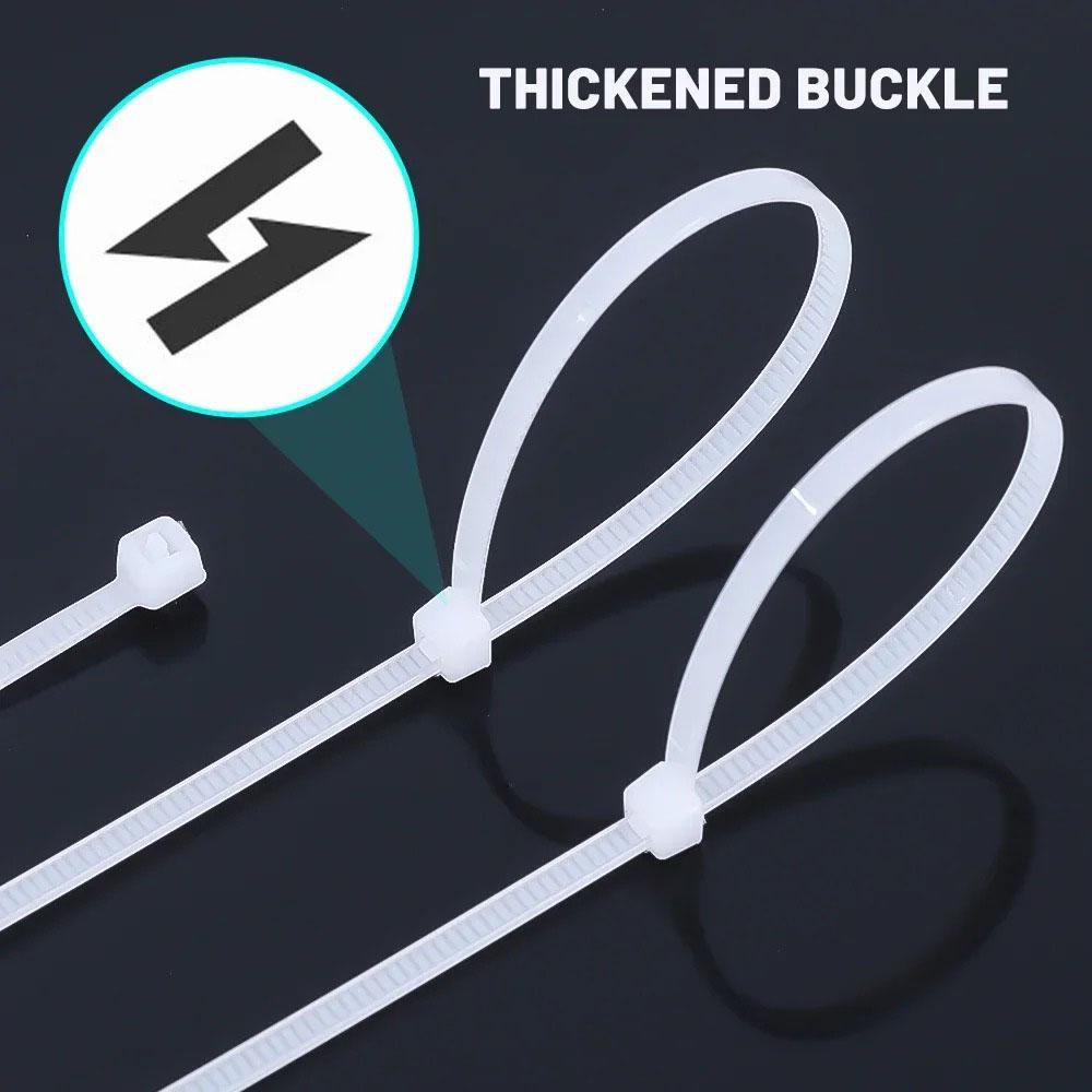 100/200/300/500/1000Pcs Self-locking White Black Plastic Nylon cable Zip Ties Fastening Ring Nylon Clamp strap with lock