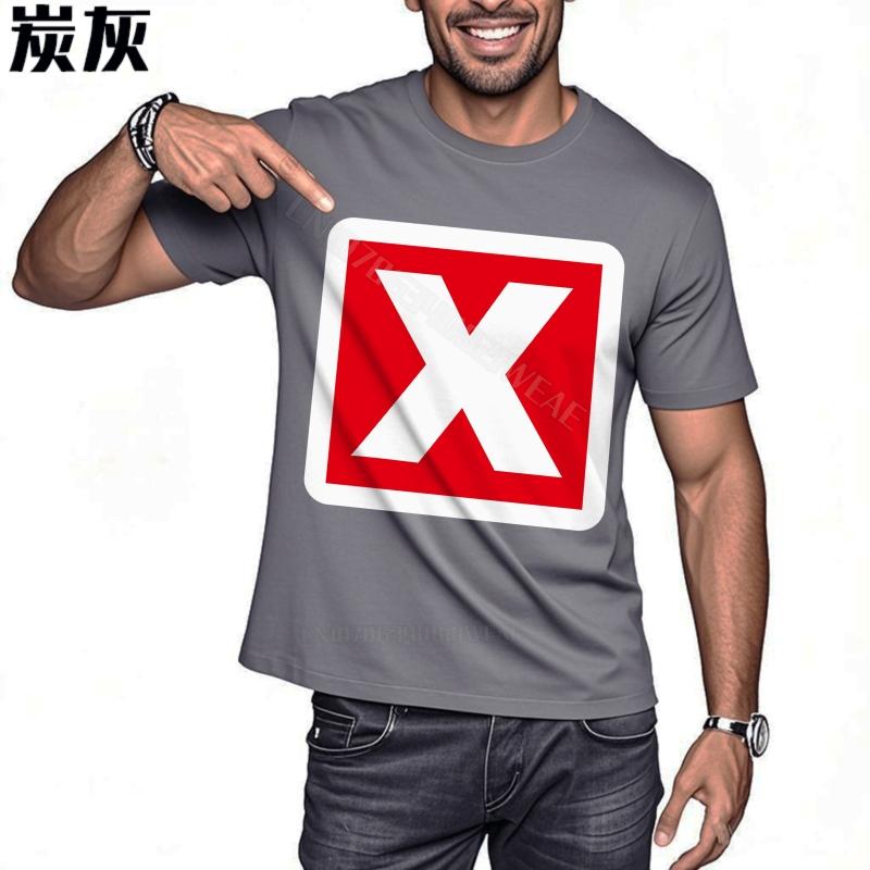 Unisexs tshirt Breathable Casual Tee Red X On White Daily Wear New Teeshirts Cool Adult Essential Teeshirts