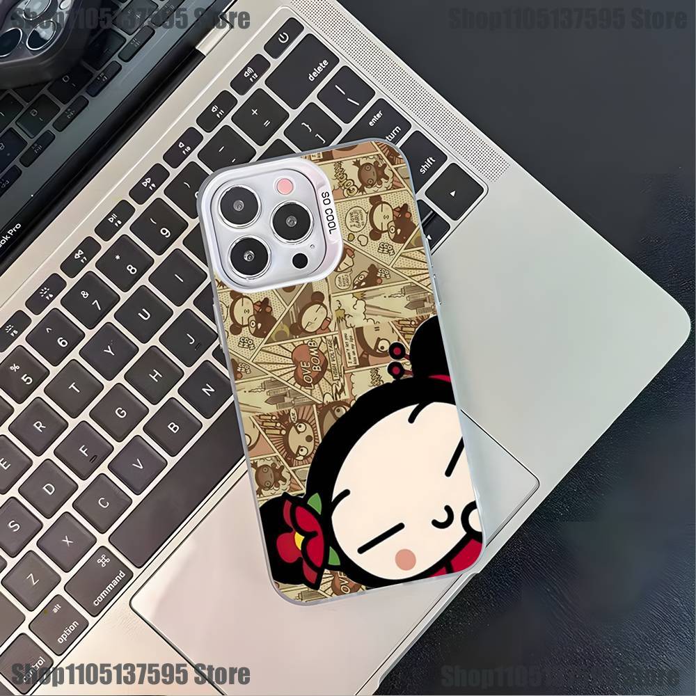 Pucca Cute Love Phone Case For iPhone 17,16,15,14,13,12,11,Pro,XS,Max,Plus,Mini,SE4,E White Matte Shockproof Cover