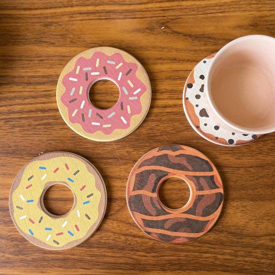 Sottobicchiere Diatomee Forma Ciambella per Tazza da Scrivania Tappetino Asciugatura Rapida Assorbente Acqua Resistente al Calore Antiscivolo Carino Decorazione Cucina Ufficio