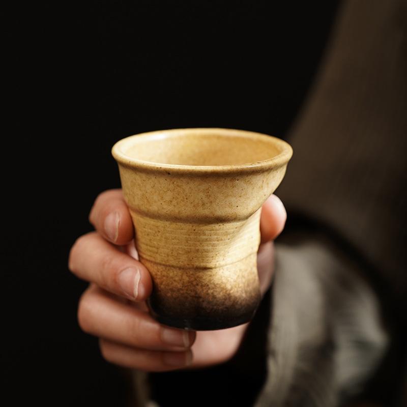 80ml Espresso Cup Cross-border Creative Retro Coarse Pottery Hand Pleated Cup Latte Cup In Antique Ceramic Teacup Kitchen Tools