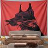 Black Doberman Red Flowers Tapestry Wall Hanging Gothic Dog Portrait Decor for Bedroom Living Room Man Cave Unique Gift