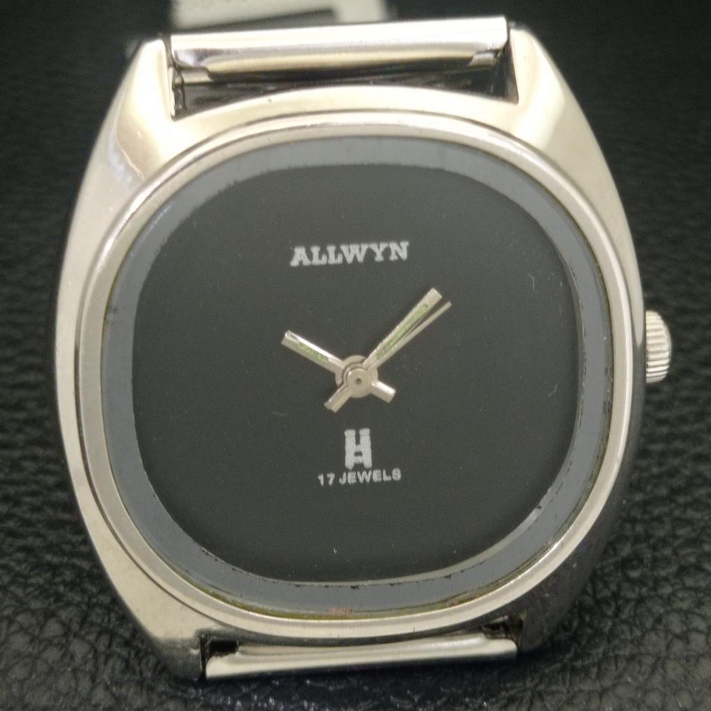 ALLWYN HAND-WINDING 6300A INDIA MENS VINTAGE BLACK COLOR DIAL WATCH A703947-1