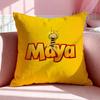Cartoon M-Maya The Bee Cushion Cover Breathable Linen Pillowcase Summer Odorless Eco-Friendly Invisible Zipper Washable