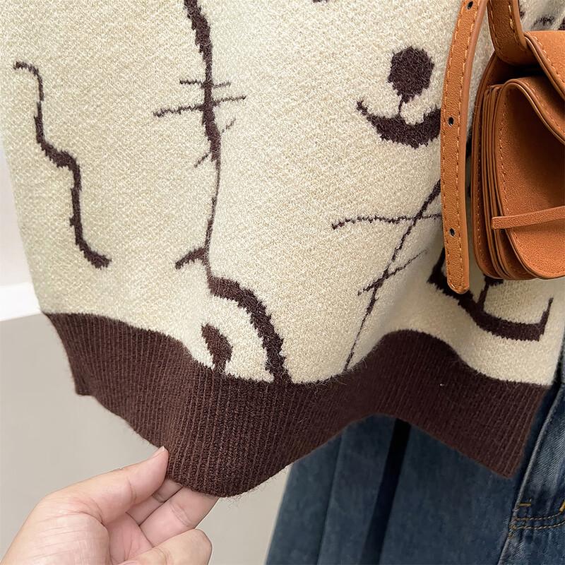 TonLion Women's Cartoon Knit Round Neck Vest