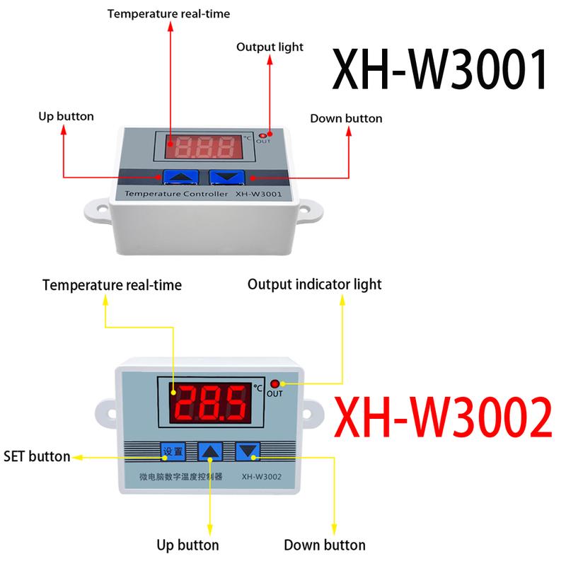 W3001 W3002 12V 24V 110V 220V LED Digital Temperature Controller Thermostat Thermometer Incubator Fridge Heating Cooling Heater