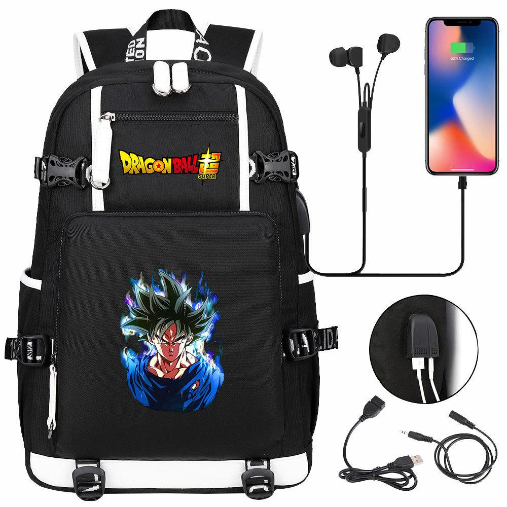 Vegeta Sun Wukong Dragon Ball Ultra USB Headphones Teen Student School Bag Men's and Women's Leisure Travel Backpack