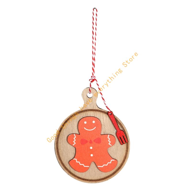 Festival Wooden Cookie Ornament Multiple Designs Hanging Ready For Christmas Tree Wall Decoration 55KF