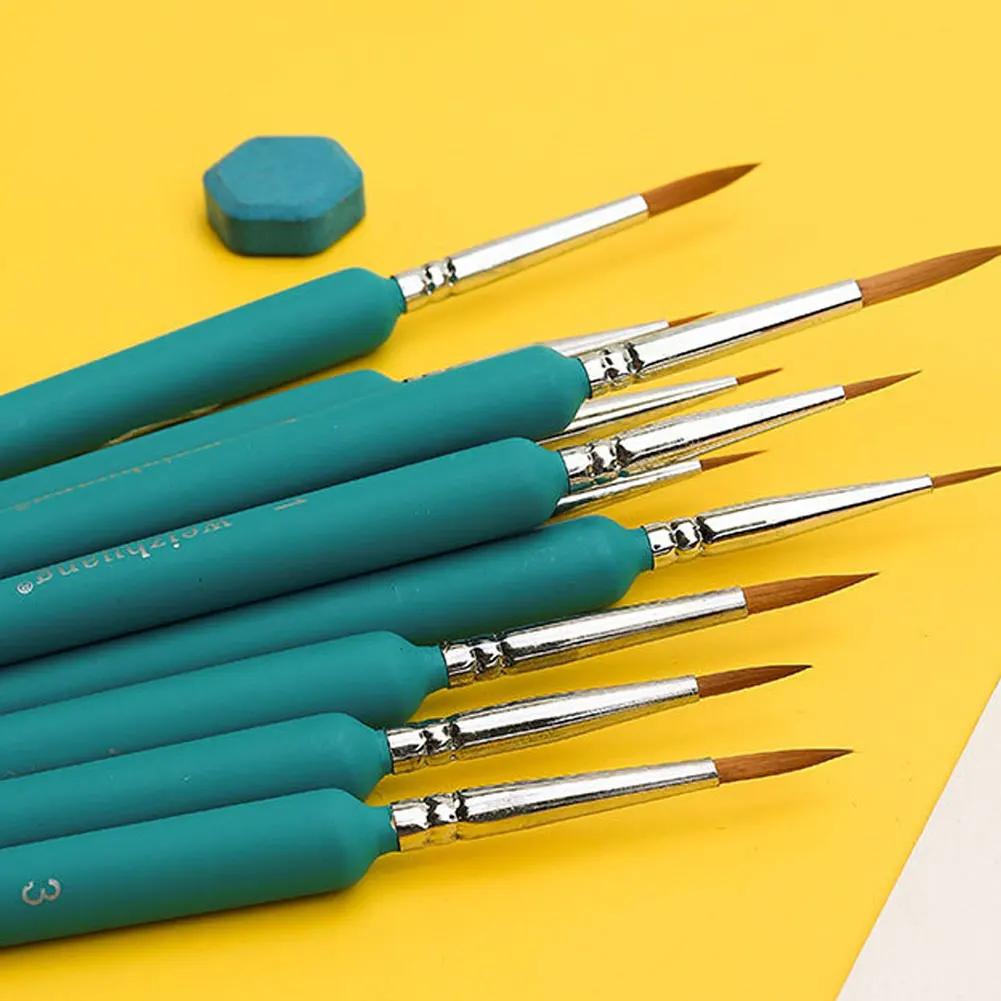 11Pcs Hook Line Pen For Watercolor Oil Painting Extra Fine Soft Wolf Hair Hand Brush Gouache Acrylic Nail Art Drawing