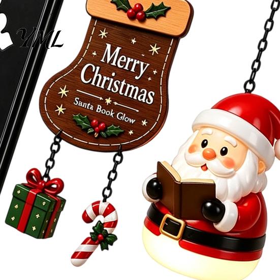Bookshelf Lighting Christmas Hanging Light, Snowman Book Nook Lamp, Metal Festive Reading Accents Floating Library Lantern Decor, Holiday Ornament for