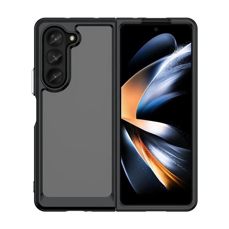 Colorfull Acrylic Transparent TPU Flpd Phone Case for Samsung Galaxy Z Fold 6 5 4 3 5G Z Fold6 Flip6 Anti-fingerprint Back Case