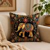 Floral Print Elephant Cushion Cover Vintage Pattern Throw Pillow Cover  Sofa Decoration