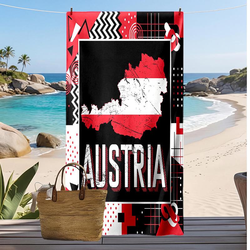 Asciugamano da Spiaggia con Stampa Calcio Austriaca Asciugatura Rapida Super Assorbente Morbido Asciugamano da Bagno per Nuoto Spiaggia Viaggio Souvenir Regalo
