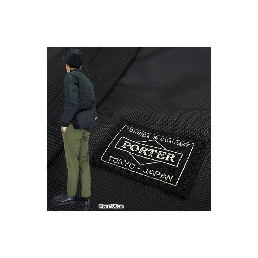 Porter Flash Horizontal Shoulder Bag by Yoshida Kaban for Men and Women (Black)