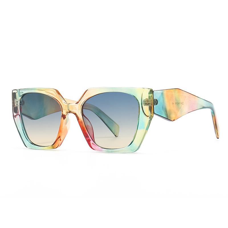 Ins New Retro Polygonal Cat Eye Gradient Women Sunglasses Luxury Brand Irregular Frame Design Men Trend Uv400